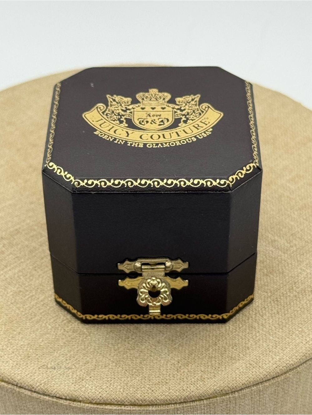 Juicy Couture Midnight Garden Purple Shell Rhinestone Lotus Flower Ring.